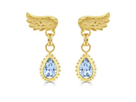 Sky Blue Topaz Venetian Wing Earrings For Cheap