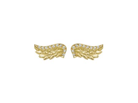 Gold & Diamond Venetian Wing Studs Online now