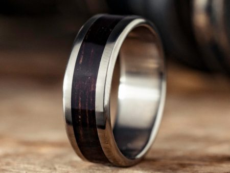 (In-Stock) Custom Titanium Wedding Band with Rosewood- Size 10 | 8mm Wide For Sale