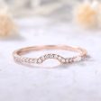 14K 18K Gold Diamond Wedding Ring,Half Eternity Curved Matching band on Sale