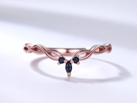 Blue Sandstone Wedding Band Rose Gold Infinity Curved Matching Ring Online