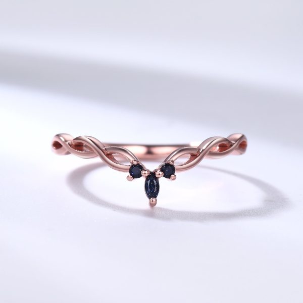 Blue Sandstone Wedding Band Rose Gold Infinity Curved Matching Ring Online