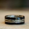 (In-Stock)  Weathered Whiskey Barrel Ring, Weathered Maple & Dual Sterling Silver - Size 8 | 8mm Wide Fashion