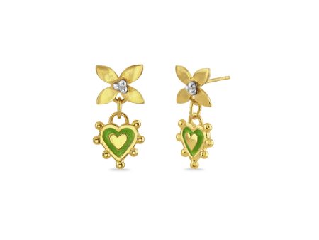 Citrus Green Sacred Heart Mini Floris Earrings Cheap