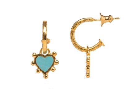 Turquoise Boho Heart Earrings Online now