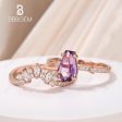 AAA Amethyst Coffin Wedding Rings Set for Women Purple Crystal Feb Birthstone Coffin Cocktail Ring Jewelry Fashion