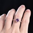 Natural 7mm Round Cut Amethyst Engagement Ring Diamond Wedding Ring 14k Rose Gold Halo Prong Set Online Hot Sale