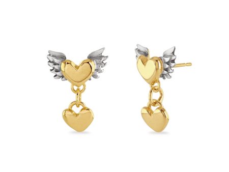 Chubby Winged Heart Drop Earrings Hot on Sale