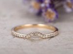 14K 18K Gold Diamond Wedding Ring,Half Eternity Curved Matching band on Sale