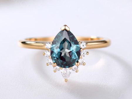 Yellow Gold Alexandrite Moissanite Engagement Ring Color-changing  Stone Plain Gold Band For Cheap