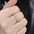 7 Stone East West Ring Beaded Baguette & Kite Cut Moissanite Anniversary Band in Sterling Silver White Gold Plated For Discount