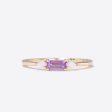 Baguette Cut Amethyst Wedding Band Three Stone Everyday Band for Family Mom Best Friend Hot on Sale