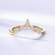 Yellow Gold Marquise Moissanite Wedding Ring Curved Chevron Matching Band for Women Hot on Sale