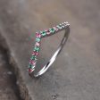 14K  18K Custom Pink Tourmaline  And Emerald White Gold Curved Wedding band Online now