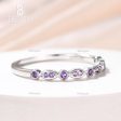 Amethyst Wedding Ring 14k Rose Gold Antique Art Deco Half Eternity Band February Birthstone Ring Online now