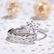 3pcs 8mm Round Cut Moissanite Engagement Ring,6 prongs set Online Sale