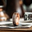 (In-Stock) Custom 10k Rose Gold and Meteorite Ring - Size 9.75 | 6mm Wide For Cheap