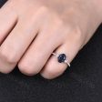 1.5 Carat Blue Sandstone Wedding Ring In White Gold Oval Cut Half Eternity Moissanite Stone Band Hot on Sale