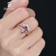 AAA Amethyst Coffin Wedding Rings Set for Women Purple Crystal Feb Birthstone Coffin Cocktail Ring Jewelry Fashion