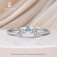 Curve Wedding Band with 5-round Aquamarine Platinum White Gold Chevron Nesting Stacking Ring Online Hot Sale