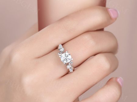 1.2 Carat White Gold Moissanite Engagement Ring Moissanite Wedding Band Sale