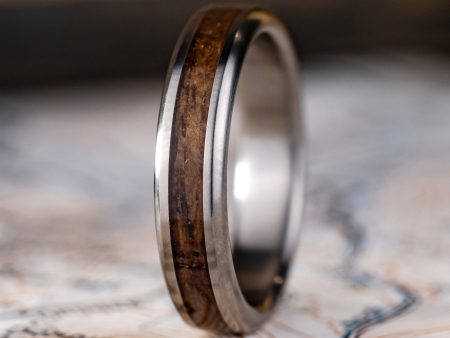 (In-Stock) The North Carolina Teak | Men s Titanium Wedding Band with USS North Carolina Battleship Teak Wood - Size 9.25 | 5mm Wide Supply