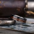 (In-Stock) Custom Men s Titanium Ring with Weathered Whiskey Barrel and Koa Wood - Size 13.75 | 7mm Wide Discount