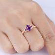 Vintage 6x8mm Oval Cut Amethyst Diamond Engagement Ring In Yellow Gold Cheap