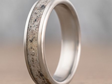 (In-Stock) The Marksman | Men s Titanium Wedding Band with Elk Antler Inlay - Size 10.75 | 6mm Wide For Cheap