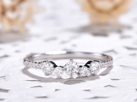 Unique Moissanite Wedding Band for Women White Gold Stacking Ring Half Eternity Sale