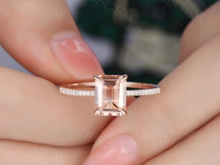 2 Carat Emerald Cut Luxe Viviana Morganite Engagement Ring 7*9mm For Discount