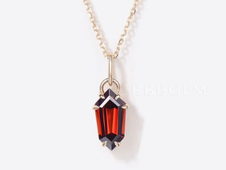 Shield Cut Garnet Pendant Red Gemstone Solitaire Necklace For Discount