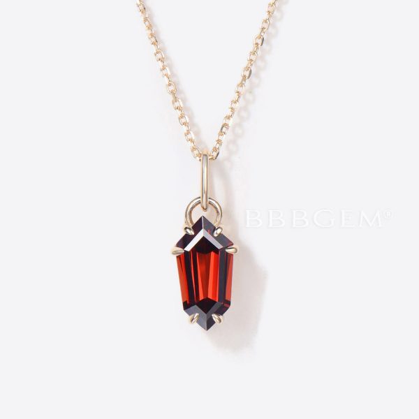 Shield Cut Garnet Pendant Red Gemstone Solitaire Necklace For Discount