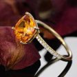 cushion cut 1.65ct citrine ring,14K yellow gold citrine engagement ring,SI-H 0.14ct South African diamond ring,Deco wedding promise ring Discount