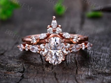 1.5CT Vintage Moissanite Bridal Set in Rose Gold Marquise Shaped Moissanite Wedding Band Sale