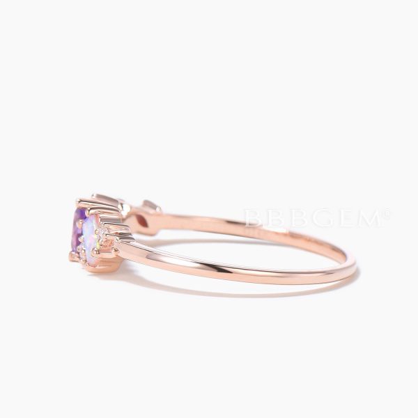 Vintage Pear Amethyst Wedding Band Rose Gold Opal Moissanite Cluster Wedding Ring Mixed Stone Promise Band Multi Birthstone Family Ring Cheap