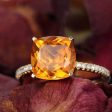 cushion cut 1.65ct citrine ring,14K yellow gold citrine engagement ring,SI-H 0.14ct South African diamond ring,Deco wedding promise ring Discount