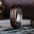 (In-Stock) Custom Men s Titanium Ring with Weathered Whiskey Barrel and Koa Wood - Size 13.75 | 7mm Wide Discount