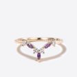 14k Gold Moissanite Amethyst Wedding Band 7 Stone Curved Matching Band Fashion