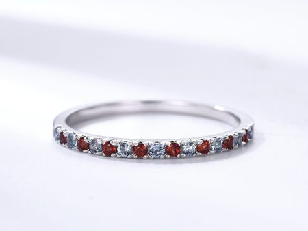 Alexandrite Garnet Wedding Band Half Eternity 1.5mm Stacking Ring for Women Supply