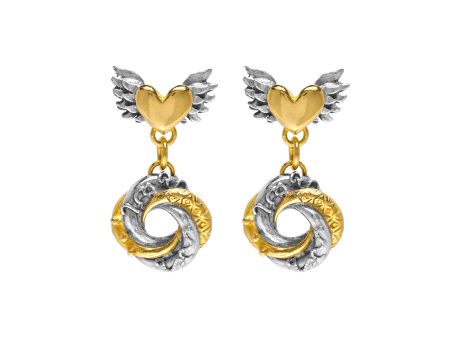 Winged Heart & Mini Algerian Loveknot Earrings For Cheap