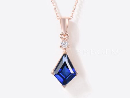 Sapphire Wedding Necklace Solid Rose Gold Blue Gemstone Bridal Pendant Supply