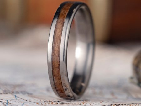 (In-Stock) The North Carolina Teak | Men s Titanium Wedding Band with USS North Carolina Teak Wood - Size 10.75 | 5mm Wide Online Hot Sale