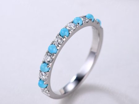 Turquoise and Moissanite Diamond Matching Band Wedding Stacking Band Anniversay Ring Supply