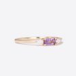 Baguette Cut Amethyst Wedding Band Three Stone Everyday Band for Family Mom Best Friend Hot on Sale