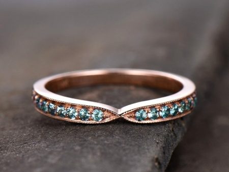 14K  18K Rose Gold Luxe V Antique Scroll Alexandrite Wedding band Online Hot Sale