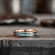 (In-Stock) Custom Men s 10k Rose Gold Whiskey Barrel & Turquoise Ring - Size 10.75 | 6mm Fashion