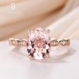 3 Carat 8x10mm Pink Morganite Solitaire Engagement Ring Marquise Diamond Half Eternity Band in 14K 18K Rose Gold Online Sale