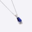 Coffin Cut Blue Sapphire Necklace 14k White Gold Wedding Pendant For Cheap