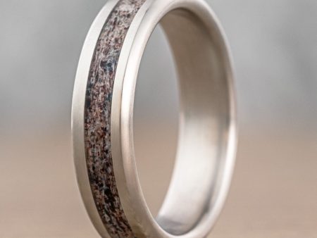 (In-Stock) The Marksman | Men s Titanium Wedding Band with Elk Antler Inlay - Size 10.75 | 6mm Wide Sale